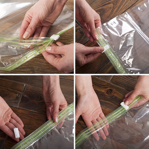 The Chestnut 8 Space Saver Vacuum or Pump Needed-Storage Clothes-Reusable Packing Sacks-Travel Accessories Luggage Compression Bags, Transparent and Green With a White Clip
