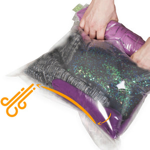 The Chestnut 8 Space Saver Vacuum or Pump Needed-Storage Clothes-Reusable Packing Sacks-Travel Accessories Luggage Compression Bags, Transparent and Green With a White Clip